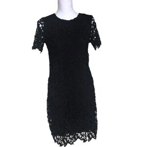 Zara trafaluc black crochet style lace sheath dress sheath classic